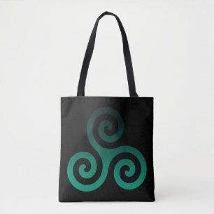 Green Triskele Black Tote Bag