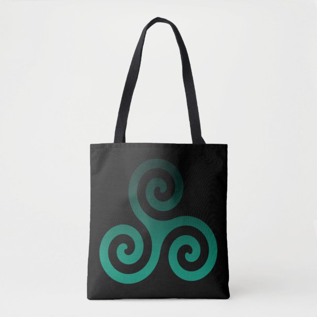 Green Triskele Black Tote Bag (Front)