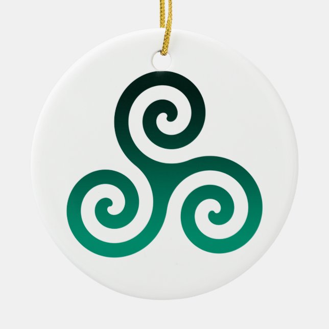 Green Triskele Ceramic Tree Decoration (Front)