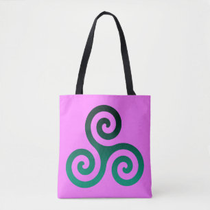 Green Triskele Fuchsia Pink Tote Bag