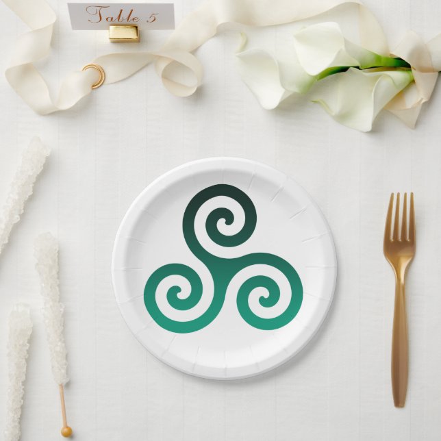 Green Triskele Paper Plate (Wedding)