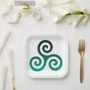 Green Triskele Paper Plate