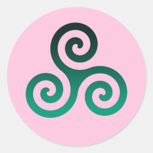 Green Triskele Pastel Pink Classic Round Sticker