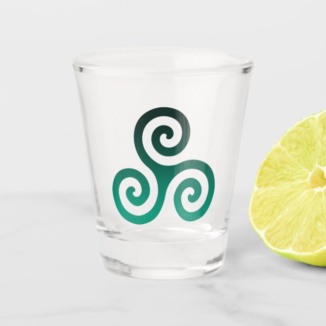 Green Triskele Shot Glass (Front)