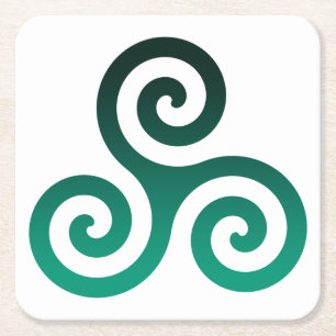 Green Triskele Square Paper Coaster