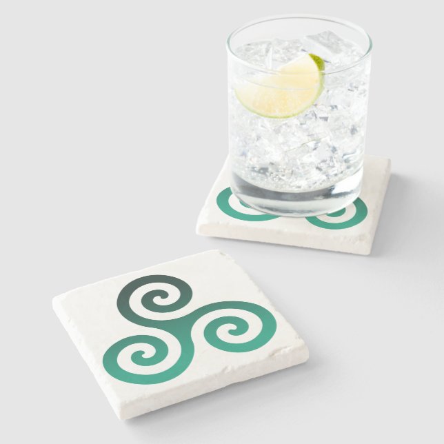 Green Triskele Stone Coaster (Side)