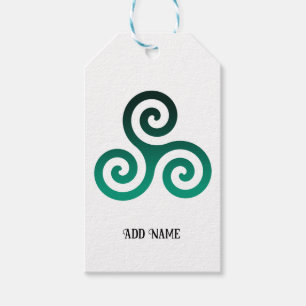 Green Triskele White Gift Tags