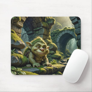 Green Troll Under a Stone Bridge Mouse Mat