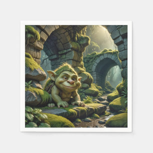 Green Troll Under a Stone Bridge Napkin