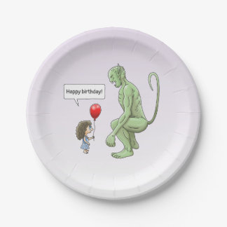 Green Troll's Happy Birthday Paper Plate