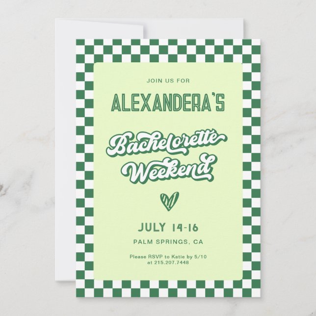 Green Tropical Bachelorette Weekend Party  Invitation (Front)