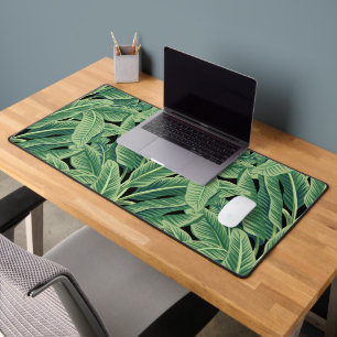 Green Tropical Banana Leaves Desk Mat