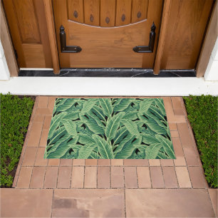 Green Tropical Banana Leaves Doormat