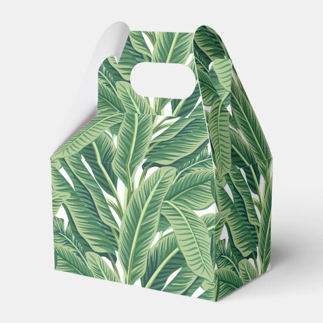 Green Tropical Banana Leaves Favour Box (Front Side)