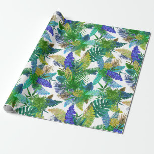 Green Tropical Ferns and Banana leaves Wrapping Paper