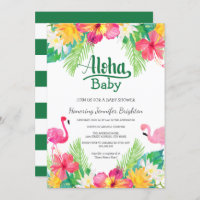 Green | Tropical Flamingo Luau Baby Shower