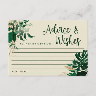 Green Tropical Foliage Newlywed Wishes Advice Card