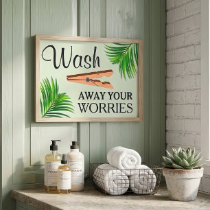 Green Tropical Funny Laundry Room Sign
