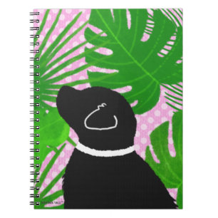 Green Tropical Island Black Dog  Notebook