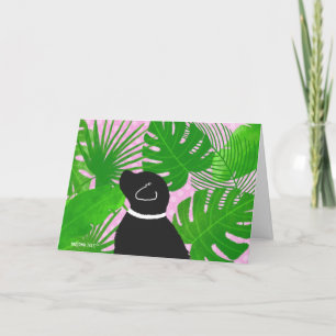 Green Tropical Island Black Dog Thank You Cards
