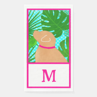 Green Tropical Island Yellow Dog Guest Towels Napkin