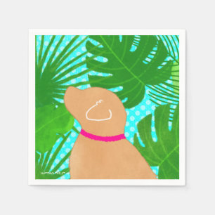 Green Tropical Island Yellow Dog Party Napkins