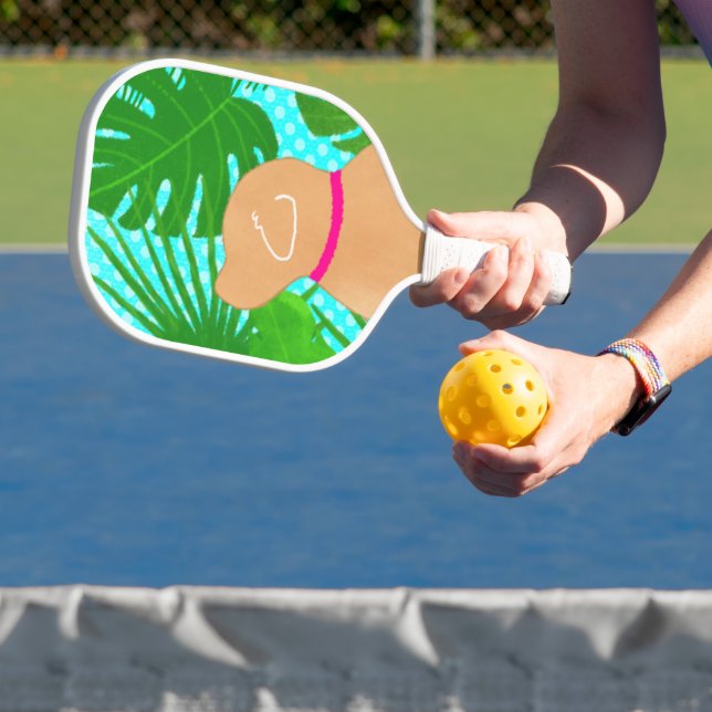 Green Tropical Island Yellow Dog Pickleball Paddle (Insitu)
