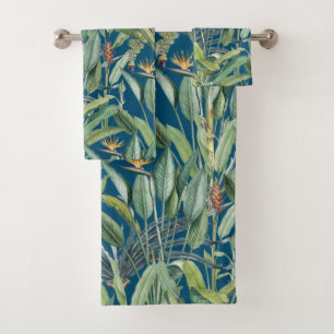 Green Tropical Jungle Banana Tree Strelitzia Bath Towel Set