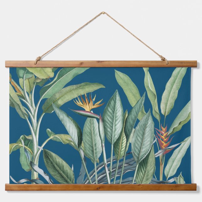 Green Tropical Jungle Banana Tree Strelitzia Hanging Tapestry (Front)