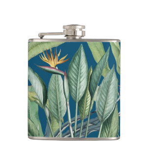 Green Tropical Jungle Banana Tree Strelitzia Hip Flask