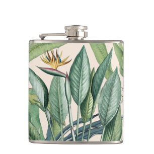 Green Tropical Jungle Banana Tree Strelitzia Hip Flask