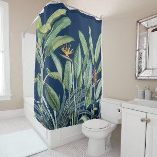 Green Tropical Jungle Banana Tree Strelitzia Shower Curtain
