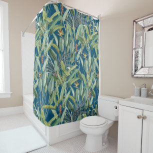 Green Tropical Jungle Banana Tree Strelitzia Shower Curtain