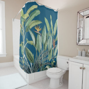 Green Tropical Jungle Banana Tree Strelitzia Shower Curtain