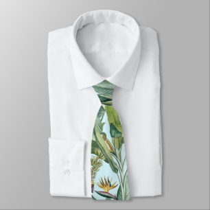 Green Tropical Jungle Banana Tree Strelitzia Tie