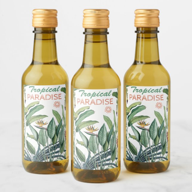 Green Tropical Jungle Paradise Wine Label (Bottles)