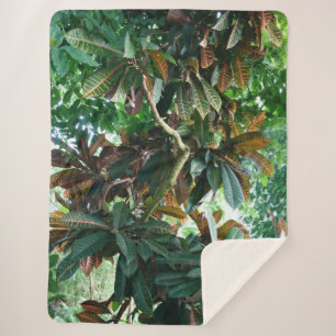 Green Tropical Jungle Sherpa Blanket