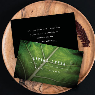 Green Tropical Leaf Minimalist Photo Spa Wellness Business Card