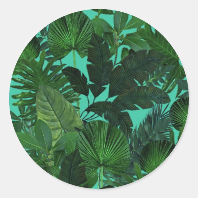 Green Tropical Leaf Pattern Stickers (Front)