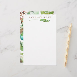 Green Tropical Leaf Wedding Vows Sheets