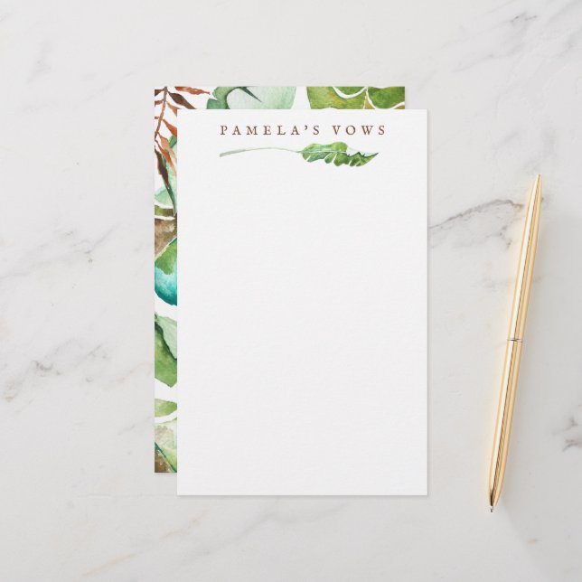 Green Tropical Leaf Wedding Vows Sheets (Front/Back In Situ)