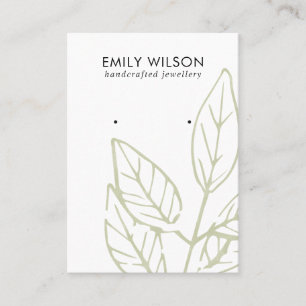 GREEN TROPICAL LEAFY FAUNA EARRING STUD DISPLAY BU BUSINESS CARD