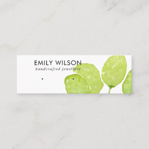 GREEN TROPICAL LEAFY FAUNA EARRING STUD DISPLAY  MINI BUSINESS CARD