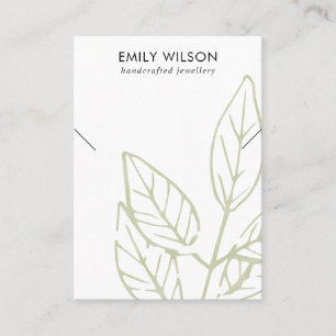 GREEN TROPICAL LEAFY FAUNA NECKLACE BAND DISPLAY B BUSINESS CARD