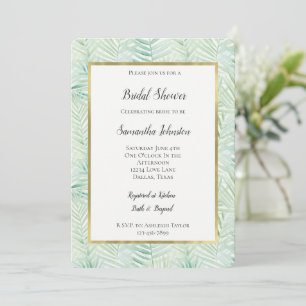 Green Tropical Leaves Aloha Bridal Shower Invitation
