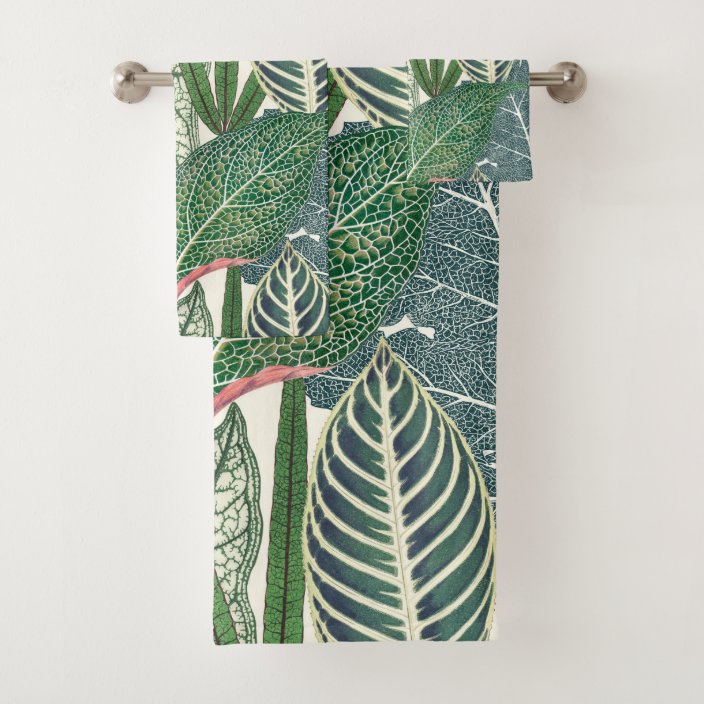 Green tropical leaves bath towel set Zazzle.co.uk