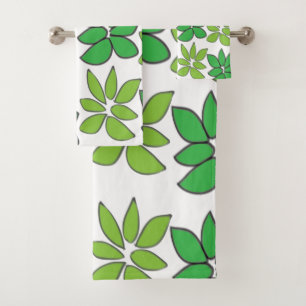 Green Tropical Leaves  Bath Towel Set
