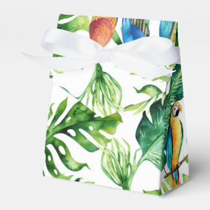 Green Tropical Leaves & Birds Wedding Favour Favour Box