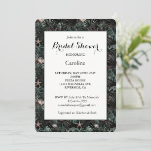 Green Tropical Leaves Bridal Shower Invitation
