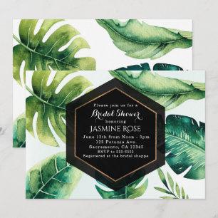 Green Tropical Leaves Elegant Wedding Invitations